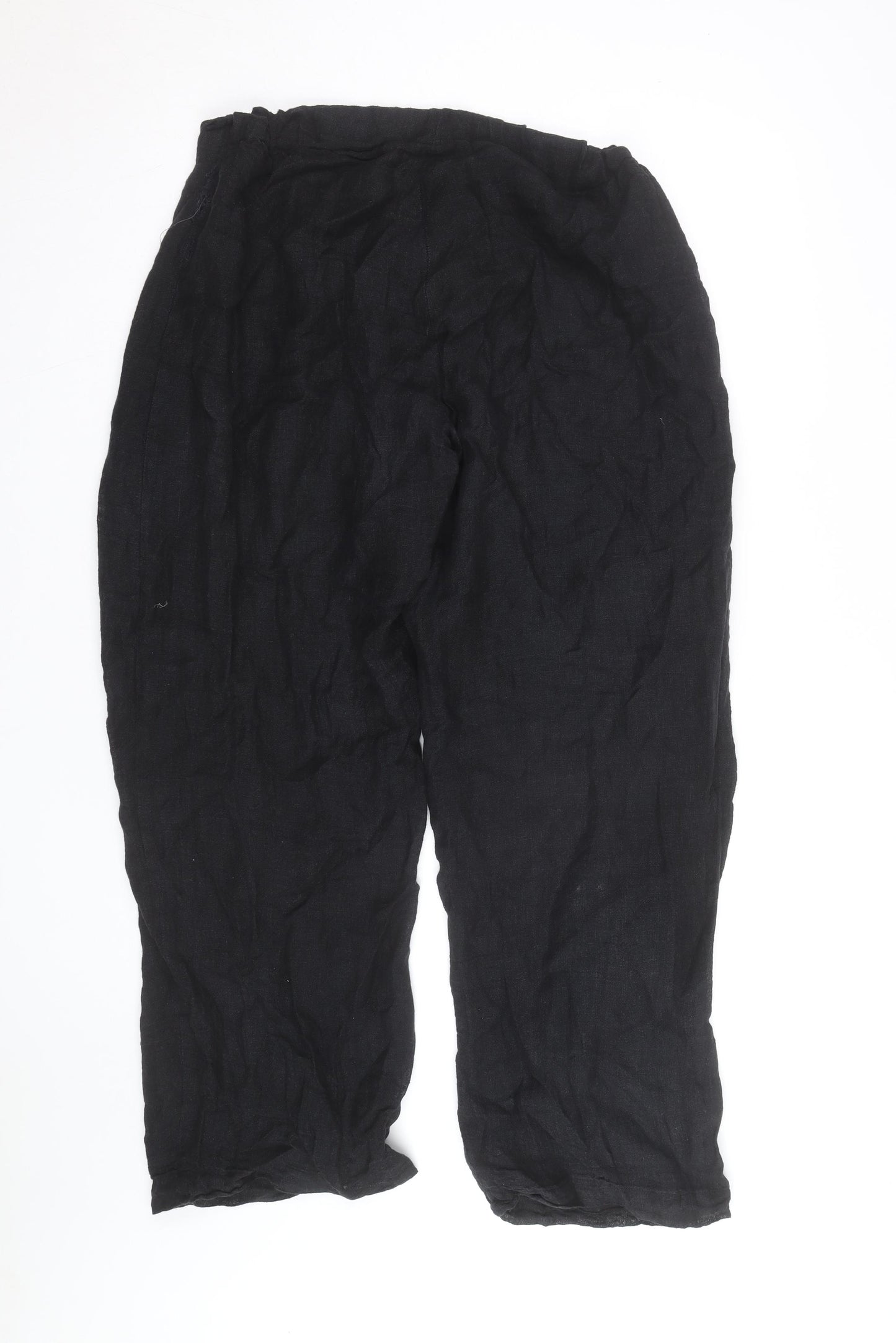 Crea Concept Women's Black Linen Straight Trousers Size 16