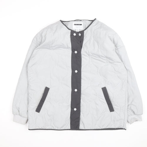 Noisy May Unisex Grey Quilted Mid-Length Lightweight Jacket M