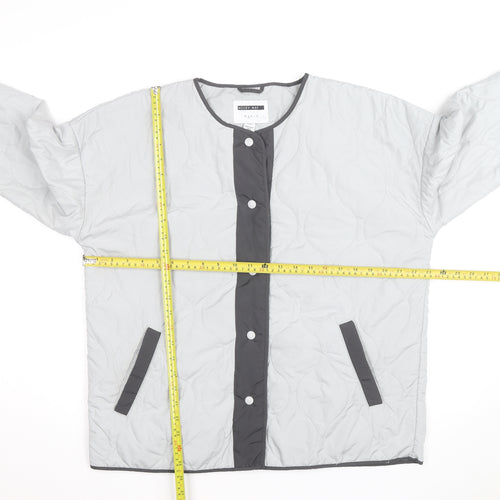 Noisy May Unisex Grey Quilted Mid-Length Lightweight Jacket M