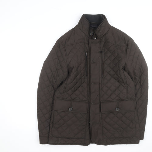 Marks and Spencer Men's Brown Quilted Jacket M Polyester Lined