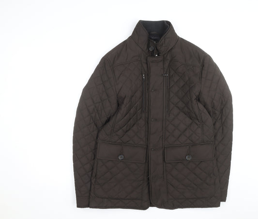 Marks and Spencer Men's Brown Quilted Jacket M Polyester Lined