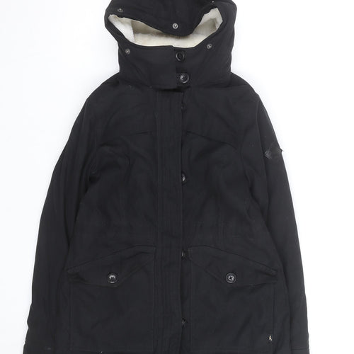 Hollister Men’s Black XS Parka Jacket Faux Fur Lined Hooded Winter Coat