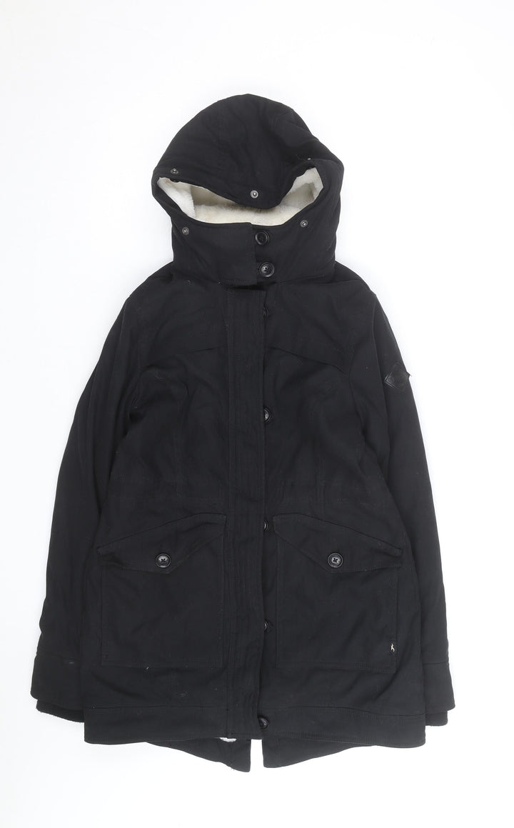 Hollister Men’s Black XS Parka Jacket Faux Fur Lined Hooded Winter Coat