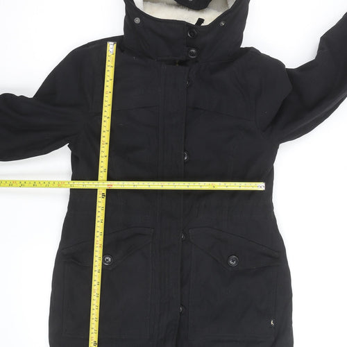 Hollister Men’s Black XS Parka Jacket Faux Fur Lined Hooded Winter Coat