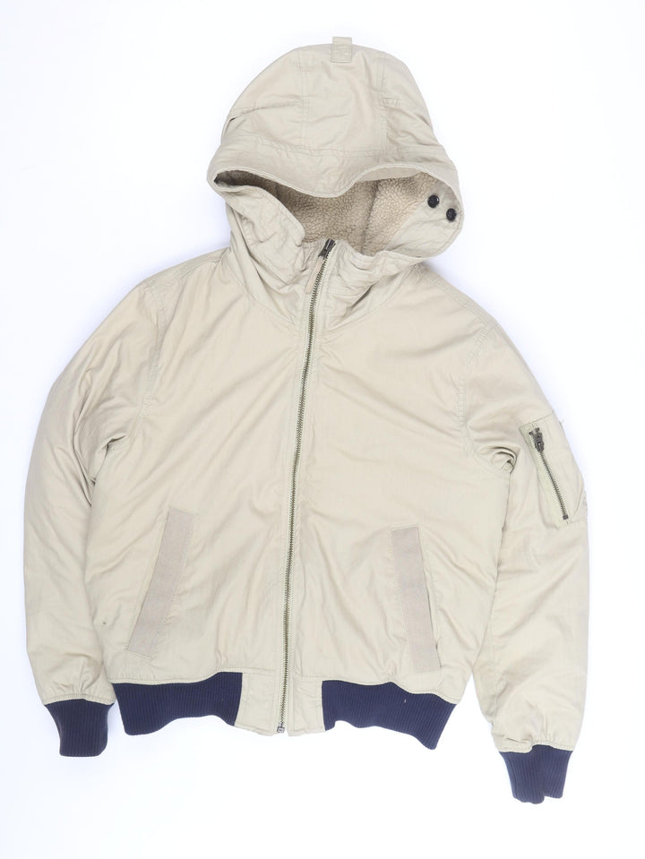 GAP Men's Beige XS Hooded Lined Bomber Jacket
