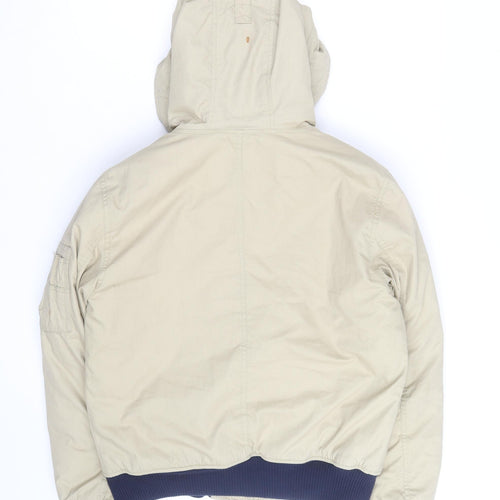 GAP Men's Beige XS Hooded Lined Bomber Jacket