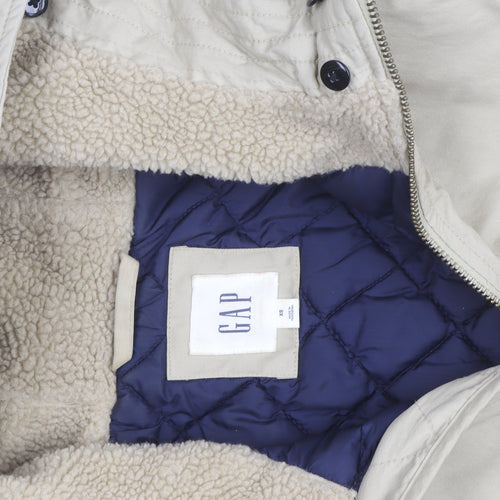 GAP Men's Beige XS Hooded Lined Bomber Jacket