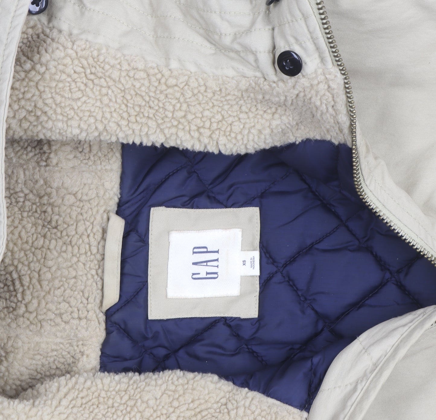 GAP Men's Beige XS Hooded Lined Bomber Jacket