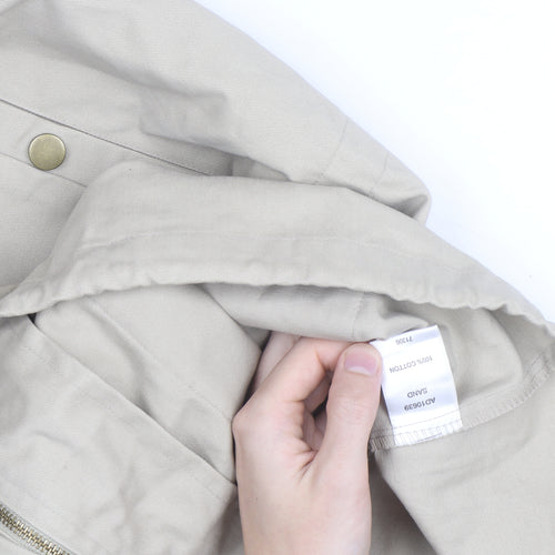 Cotton Traders Women’s Beige Faux Fur Hooded Parka Coat Size 18