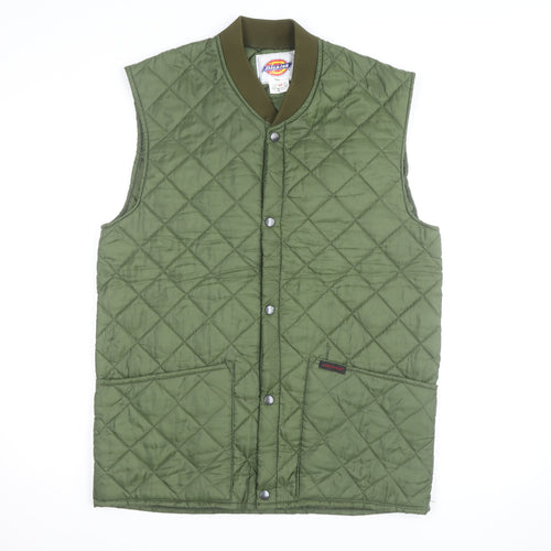Dickies Men's Green Quilted Nylon Waistcoat M Workwear Vest
