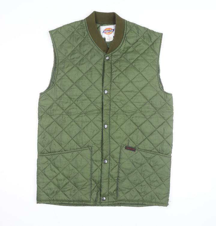 Dickies Men's Green Quilted Nylon Waistcoat M Workwear Vest