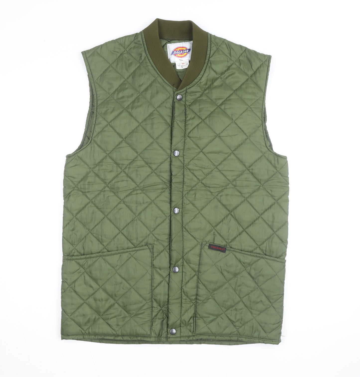 Dickies Men's Green Quilted Nylon Waistcoat M Workwear Vest
