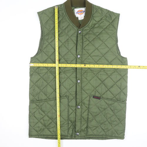 Dickies Men's Green Quilted Nylon Waistcoat M Workwear Vest
