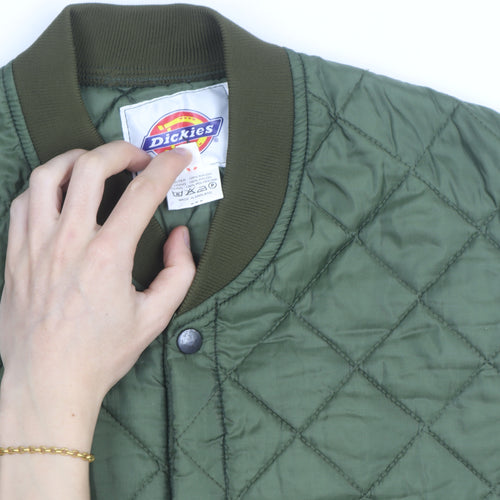 Dickies Men's Green Quilted Nylon Waistcoat M Workwear Vest