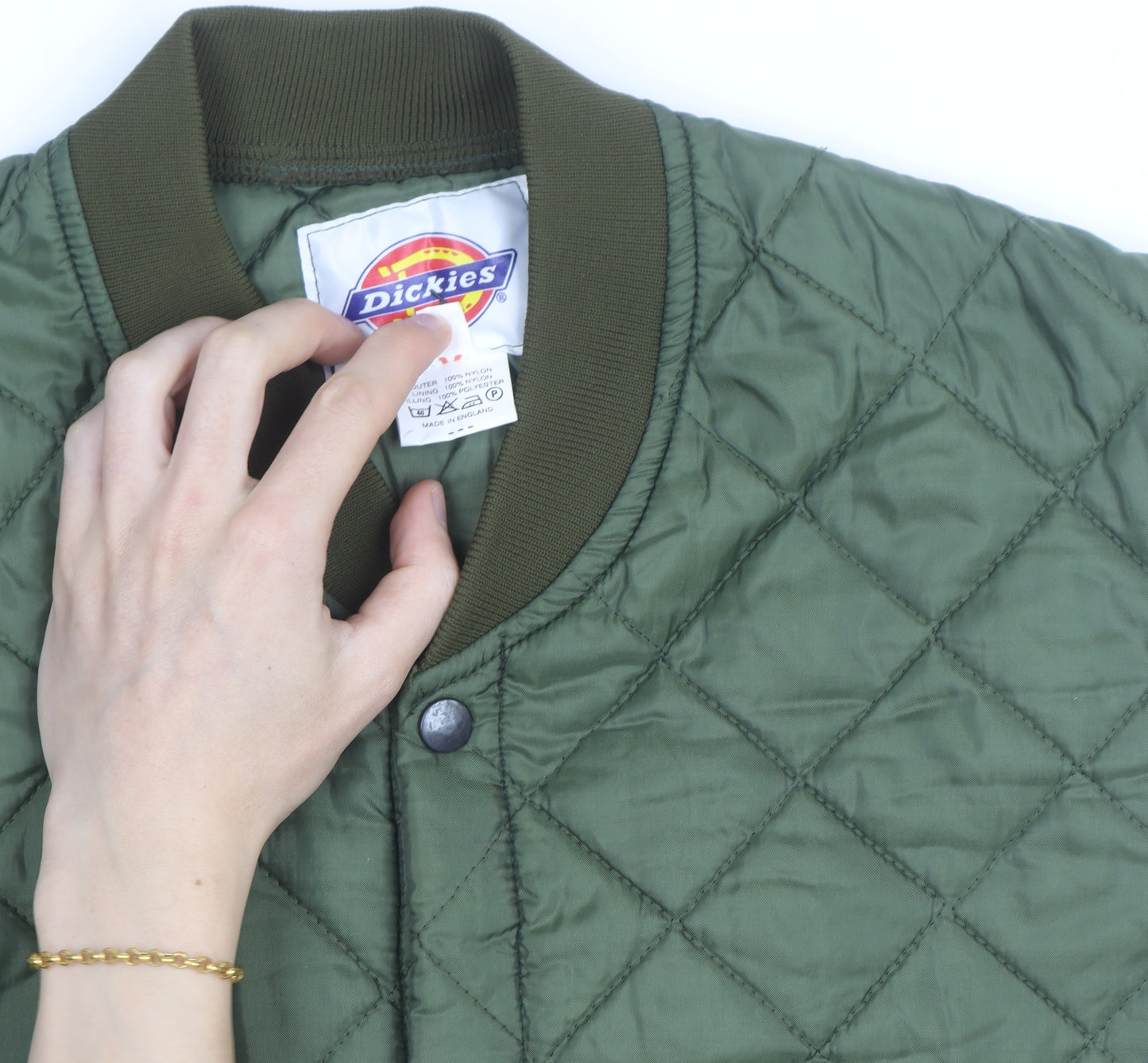 Dickies Men's Green Quilted Nylon Waistcoat M Workwear Vest