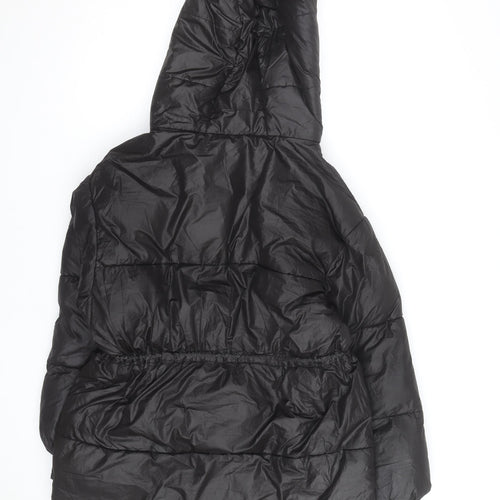 Bershka Women's Black XS Puffer Jacket Hooded Mid-Length