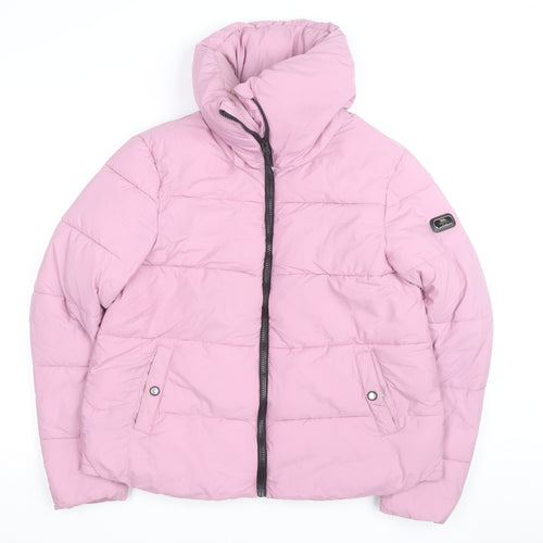 Trespass Women's Pink Puffer Jacket Size 12 Hooded Water Resistant