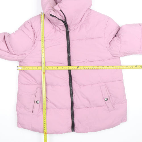 Trespass Women's Pink Puffer Jacket Size 12 Hooded Water Resistant