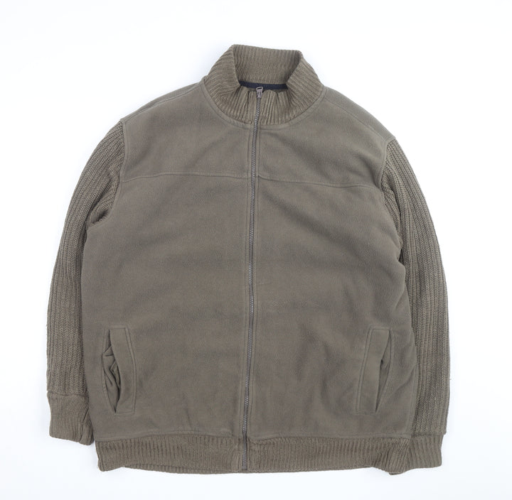James Pringle Men's Brown XL Fleece Knit Zip Jacket