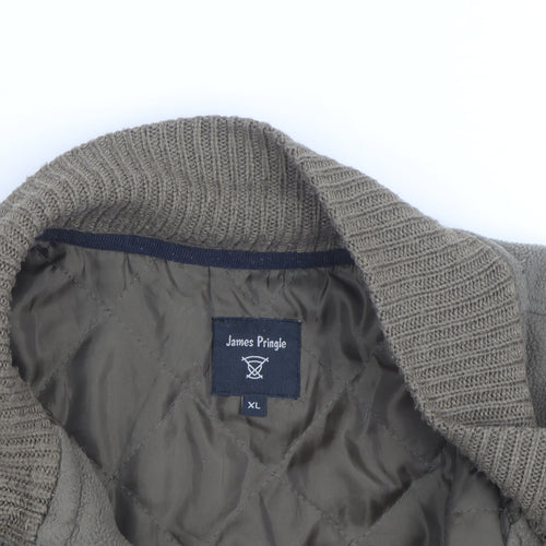 James Pringle Men's Brown XL Fleece Knit Zip Jacket