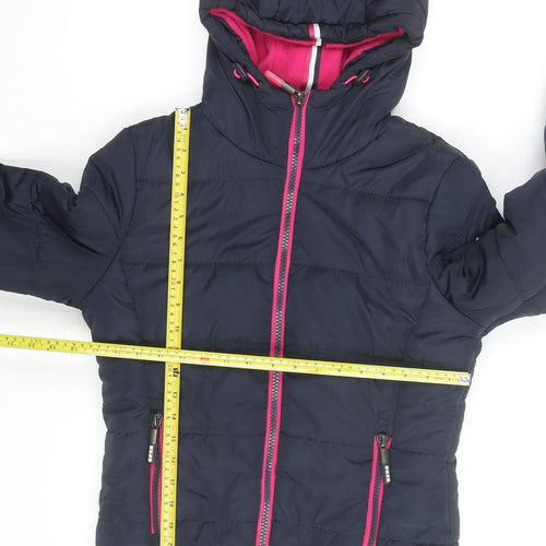 Superdry Women's Blue Hooded Puffer Jacket Size S Winter Coat