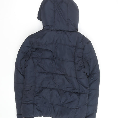 Superdry Women's Blue Hooded Puffer Jacket Size S Winter Coat
