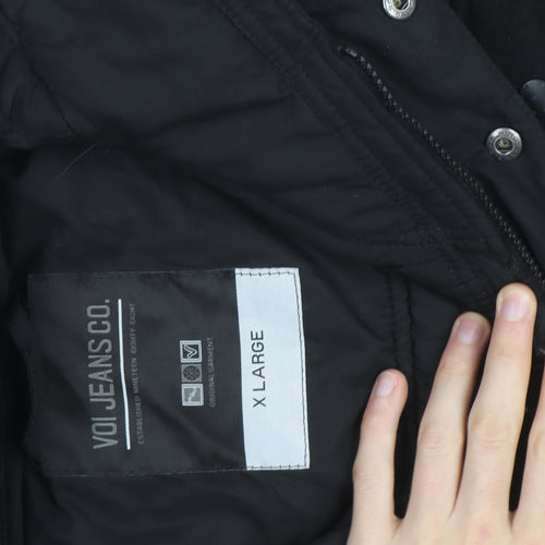 Voi Jeans Co. Men's Black XL Hooded Puffer Jacket Winter Casual