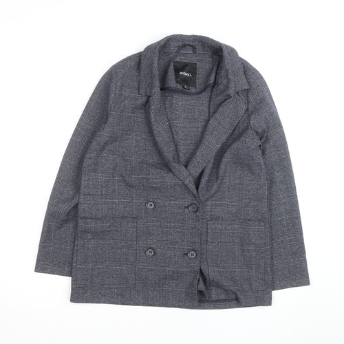 Monki Grey Check Blazer XS Classic Mid-Length Jacket