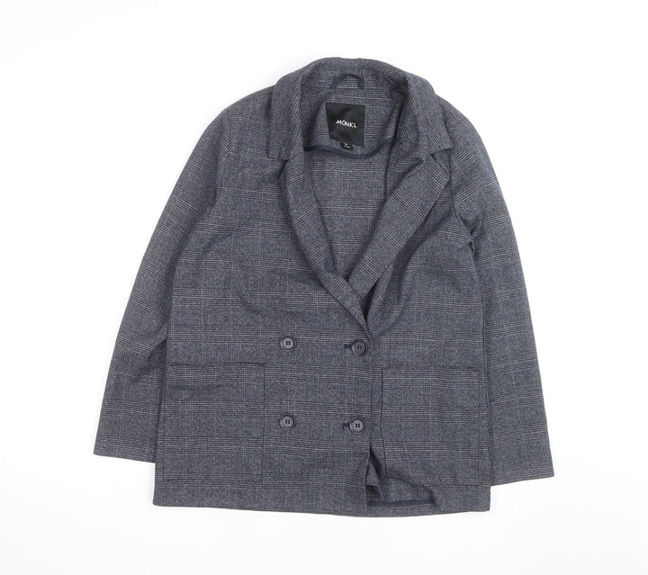 Monki Grey Check Blazer XS Classic Mid-Length Jacket