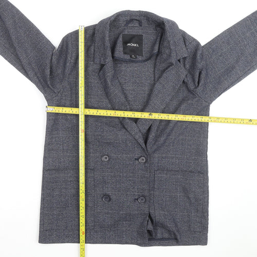 Monki Grey Check Blazer XS Classic Mid-Length Jacket
