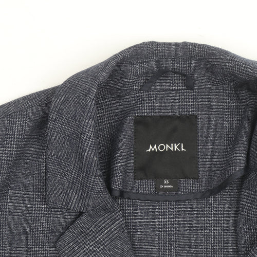 Monki Grey Check Blazer XS Classic Mid-Length Jacket