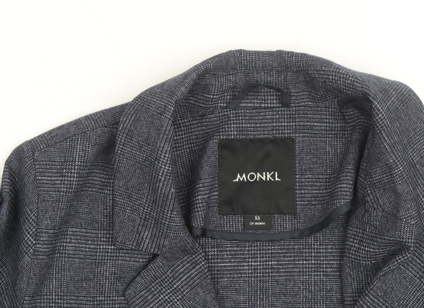 Monki Grey Check Blazer XS Classic Mid-Length Jacket