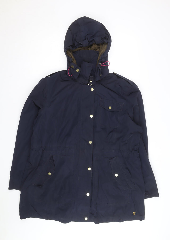 Joules Womens Blue Waterproof Hooded Rain Coat Size 14
