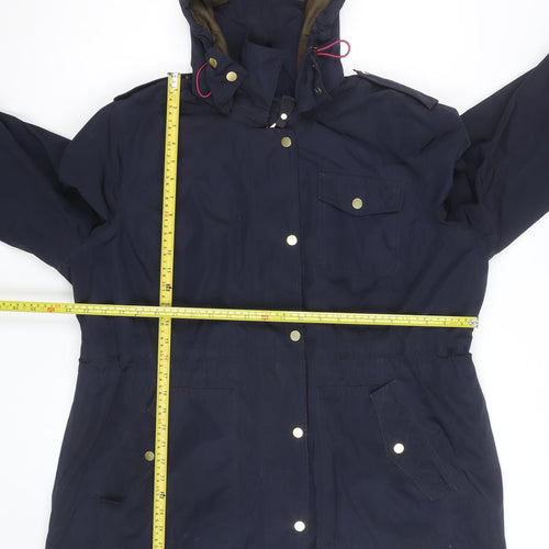 Joules Womens Blue Waterproof Hooded Rain Coat Size 14