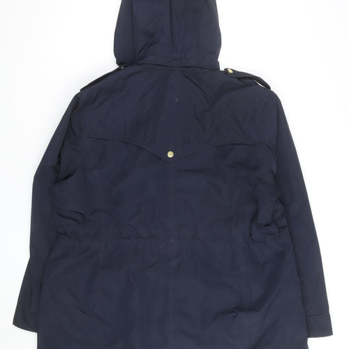 Joules Womens Blue Waterproof Hooded Rain Coat Size 14