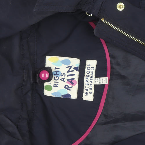 Joules Womens Blue Waterproof Hooded Rain Coat Size 14
