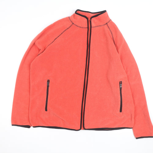 M&Co Women Orange Fleece Full Zip Jacket Size 18 Lightweight Activewear