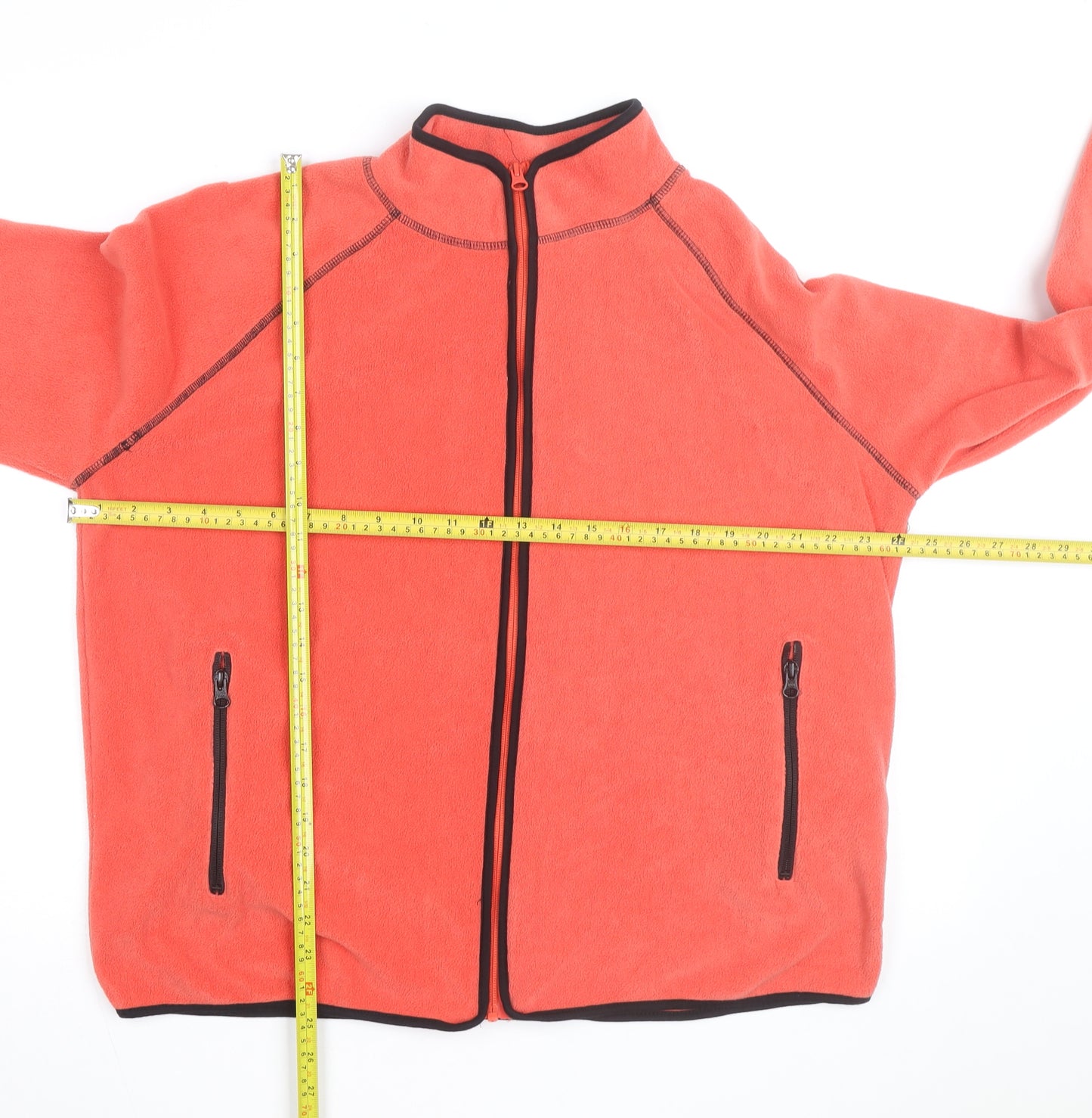 M&Co Women Orange Fleece Full Zip Jacket Size 18 Lightweight Activewear