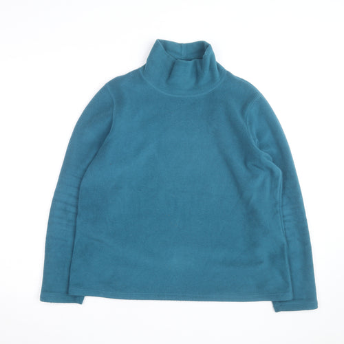 Lands' End Women's Blue Fleece Roll Neck Pullover Jumper Size M 10-12