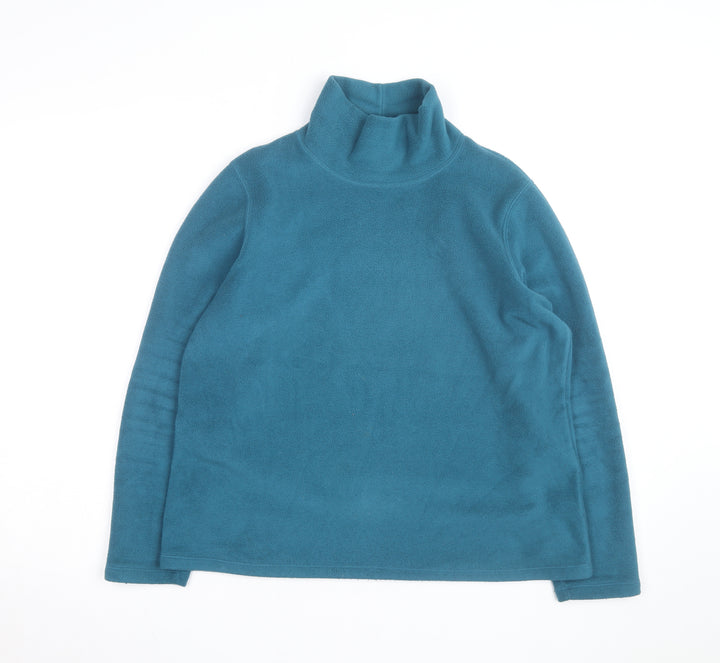 Lands' End Women's Blue Fleece Roll Neck Pullover Jumper Size M 10-12