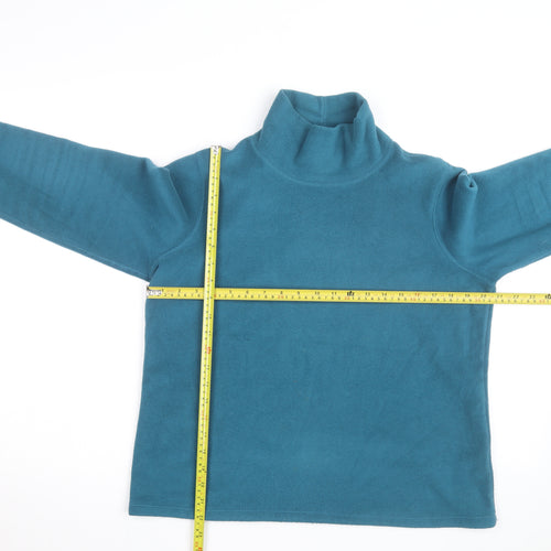 Lands' End Women's Blue Fleece Roll Neck Pullover Jumper Size M 10-12