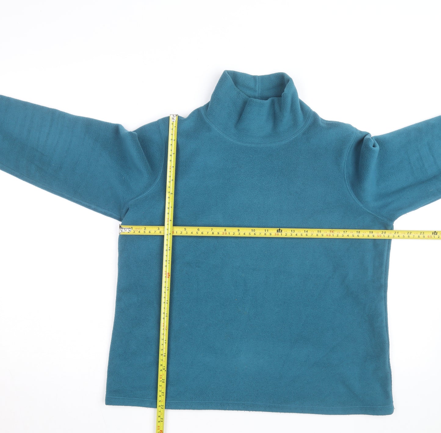Lands' End Women's Blue Fleece Roll Neck Pullover Jumper Size M 10-12