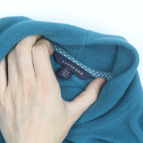 Lands' End Women's Blue Fleece Roll Neck Pullover Jumper Size M 10-12