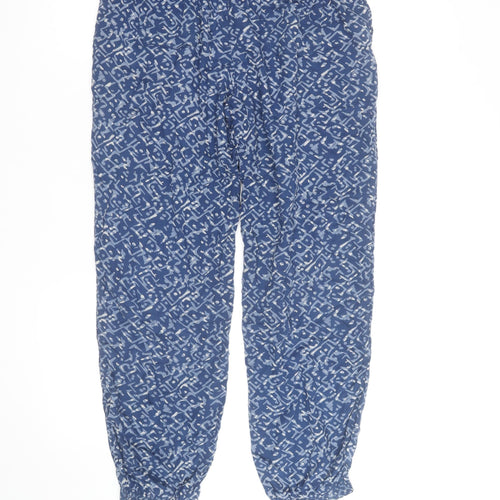 F&F Womens Blue Geometric Viscose Jogger Trousers Size 12