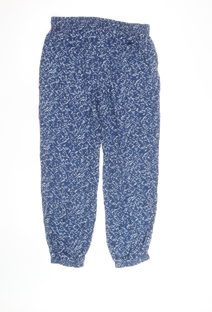 F&F Womens Blue Geometric Viscose Jogger Trousers Size 12