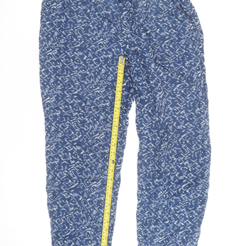 F&F Womens Blue Geometric Viscose Jogger Trousers Size 12