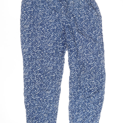 F&F Womens Blue Geometric Viscose Jogger Trousers Size 12