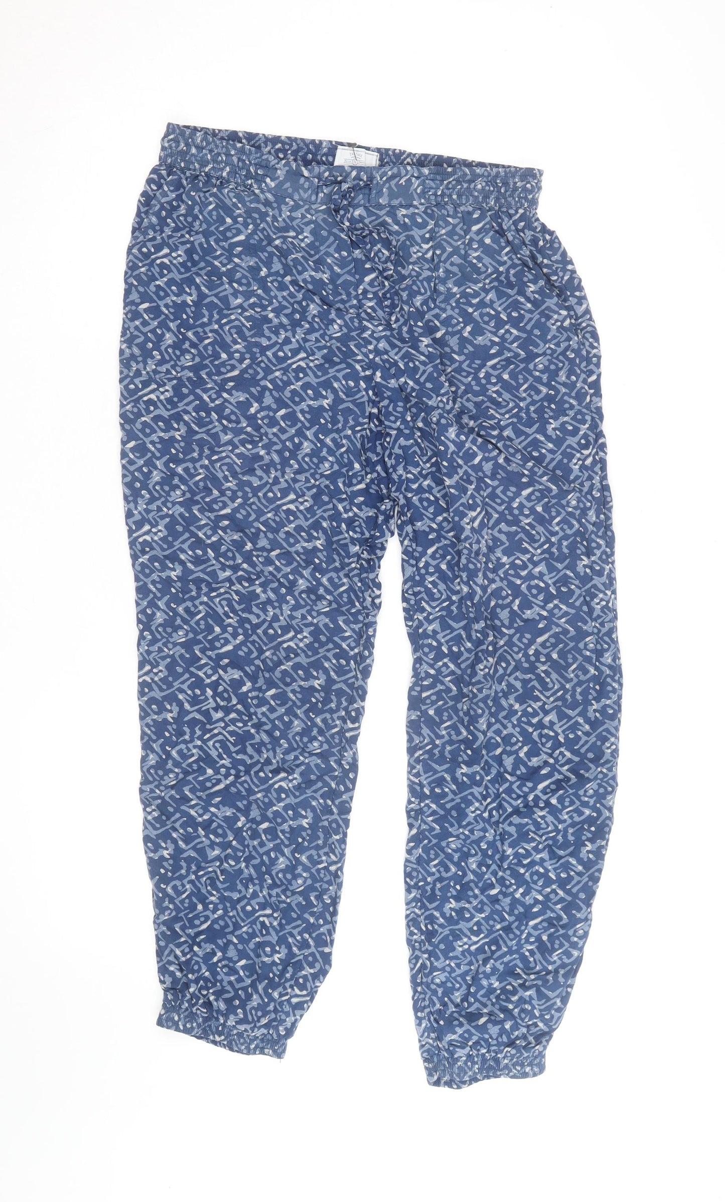 F&F Womens Blue Geometric Viscose Jogger Trousers Size 12