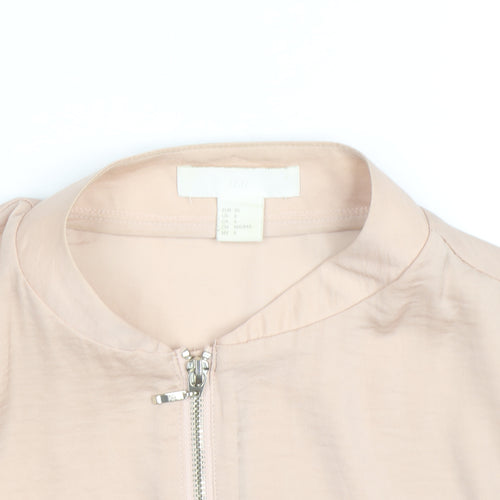 H&M Women’s Beige Long Sleeve Zip Shirt Size 8 Lightweight Casual