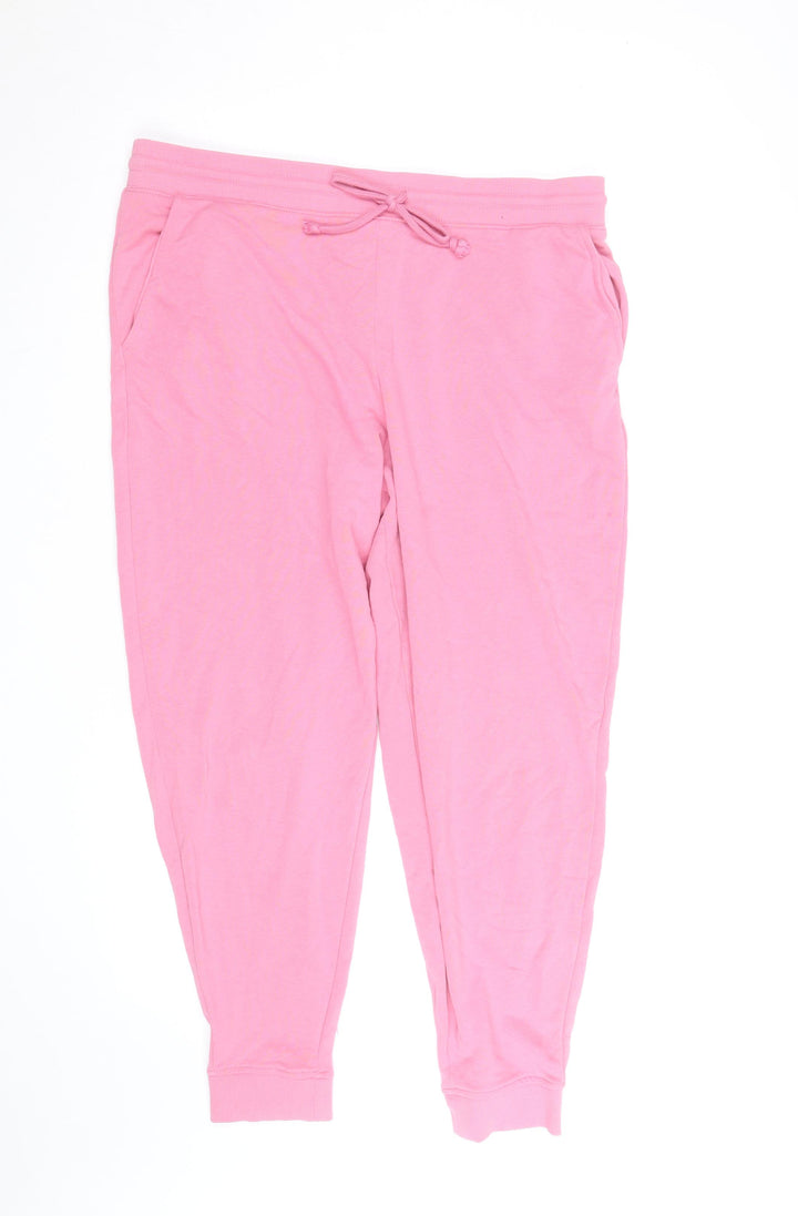 Marks and Spencer Women's Pink Cotton Jogger Trousers Size 18